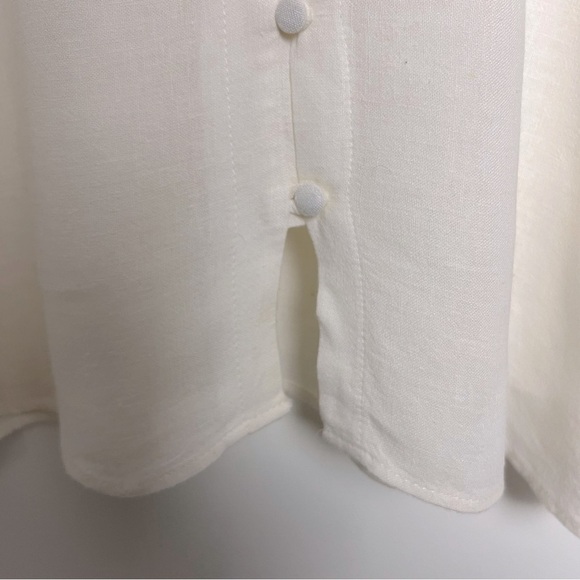 Faherty Naomi Romantic Soft Linen Blend Long Sleeve Poet Blouse Neutral Preppy - Picture 9 of 15